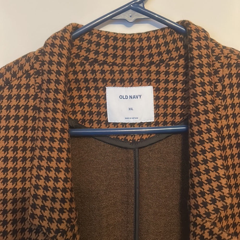 Brown And Black Houndstooth Patterned Blazer - image 3
